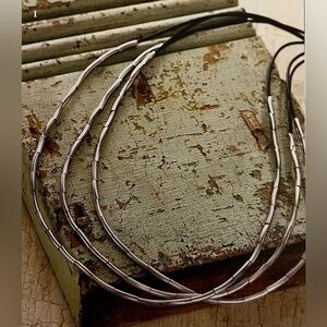 Silpada ‘Silver Flash Necklace”. Sterling Silver Tubes on Leather Cord. N2196
